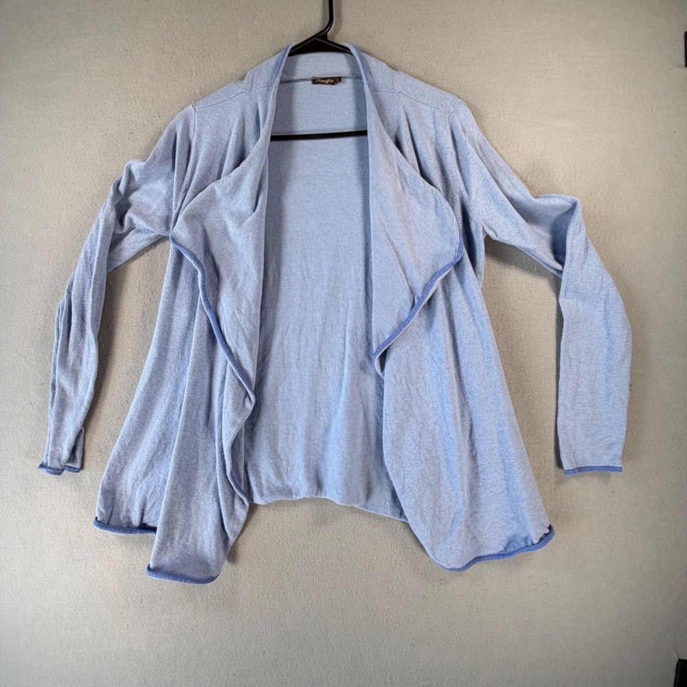 J.McLaughlin Women Small Light Blue Cotton Modal Open Front Waterfall Cardigan